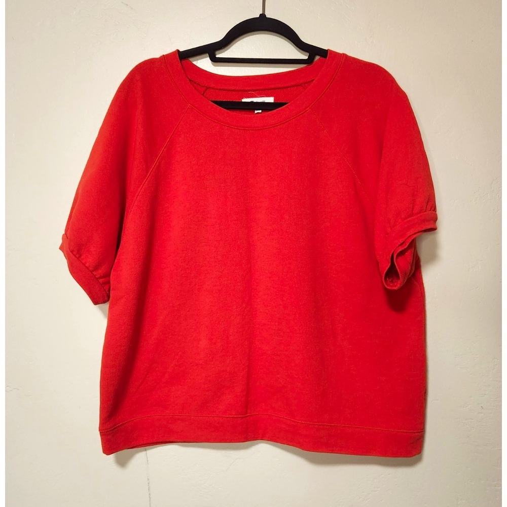 Madewell Orange Crew Neck Raglan Sweatshirt short Sleeve Womens L